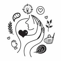 Mother with breastfeeding tips concept as A mothers profile blended with breastfeeding tips symbolizing the importance of nutrition and bonding in baby care Perfect for parenting Dynamics vector