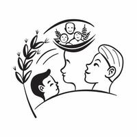 Mother with kids at a farm concept as A mothers profile combined with kids at a farm representing nurturing and educational parenting Perfect for nature and family ads in Photo S Dynamics vector