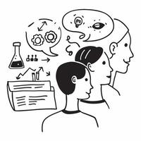 Mother with kids at a science fair concept as A mothers profile blended with kids at a science fair symbolizing educational and encouraging parenting Ideal for education and famil Dynamics vector