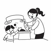 Mother with kids baking cookies concept as A mothers profile blended with kids baking cookies symbolizing fun and nurturing parenting Ideal for family and lifestyle ads in Photo Dynamics vector