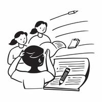 Mother with kids doing homework concept as A mothers profile combined with kids doing homework representing educational and supportive parenting Perfect for education and family a Dynamics vector