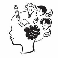 Mother with kids crafting concept as A mothers profile combined with kids crafting representing creative and hands on parenting Perfect for art and family ads in Photo Stock Conc Dynamics vector