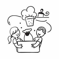 Mother with kids cooking together concept as A mothers profile blended with kids cooking together symbolizing nurturing and fun parenting Ideal for food and family ads in Photo S Dynamics vector
