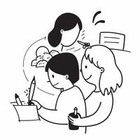 Mother with kids doing crafts concept as A mothers profile combined with kids doing crafts representing creative and nurturing parenting Perfect for art and family ads in Photo S Dynamics vector
