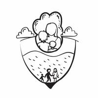 Mother with kids hiking concept as A mothers profile combined with kids hiking representing adventurous and nurturing parenting Perfect for travel and family ads in Photo Stock C Dynamics vector