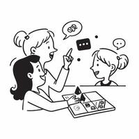 Mother with kids playing board games concept as A mothers profile blended with kids playing board games symbolizing engaging and fun parenting Ideal for family and leisure ads in Dynamics vector