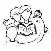 Mother with kids reading stories concept as A mothers profile combined with kids reading stories symbolizing educational and loving parenting Perfect for education and family ads Dynamics vector