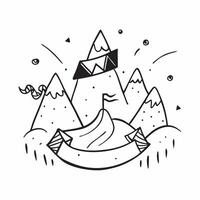 Mountain meadow with festive flags concept as A picturesque mountain meadow adorned with festive flags capturing the essence of celebration ideal for business presentations needing Dynamics vector