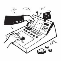 Music producer using a glossy digital mixing board in a studio concept as Camera movement Pan across the glossy digital mixing board used by the music producer Scene A modern reco Dynamics vector