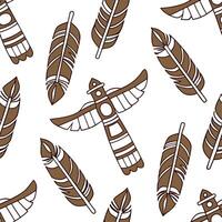 Native American totem poles and feathers seamless tile pattern with earthy tones and cultural motifs for authentic decor concept as Earthy toned totem poles and feathers arranged s Dynamics Set 2 vector