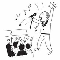 Musician performing on stage in front of a large audience concept as A musician passionately performs on stage in front of a large audience showcasing talent and confidence Ideal Dynamics vector