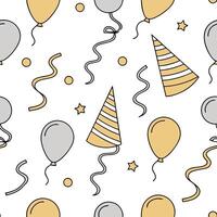 New Year seamless pattern with gold and silver balloons streamers and confetti for a glamorous holiday celebration concept as Glamorous New Year pattern with gold and silver balloo Dynamics Set 2 vector