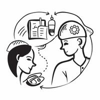 Nurse double exposure with hospital scene concept as A nurses profile combined with a hospital scene symbolizing healthcare responsibility and patient care Ideal for healthcare an Dynamics vector
