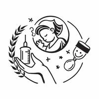 Nurse with baby vaccination concept as A nurses profile blended with baby vaccination symbolizing the importance of immunization in baby care Ideal for healthcare and parenting ad Dynamics vector