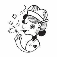Nurse with quit smoking poster concept as A nurses profile blended with a quit smoking poster symbolizing support for smoking cessation Perfect for healthcare and charity ads in Dynamics vector