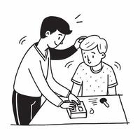 Occupational therapist helping a patient regain motor skills concept as An occupational therapist helps a patient regain motor skills emphasizing rehabilitation and support Ideal Dynamics vector