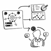 Operations manager with workflow efficiency concept as An operations managers profile blended with workflow efficiency diagrams representing operational performance and company suc Dynamics vector