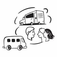 Parent and child with a school bus concept as A parent and childs profile merged with a school bus symbolizing the bittersweet nature of farewells and new beginnings Perfect for e Dynamics vector