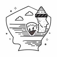 Park ranger with forest conservation concept as A park rangers profile blended with forest conservation imagery symbolizing the role of conservation in mitigating climate change im Dynamics vector