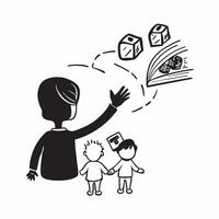 Parents silhouette with a childs toy concept as A parents silhouette blended with a childs toy representing the innocence of farewells and growing up Perfect for family and childh Dynamics vector