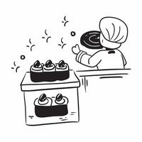 Pastry chef baking glossy cakes for a World Food Day competition concept as Camera movement Zoom into the glossy cakes in the oven Scene A bakery kitchen with ovens and tools Det Dynamics vector