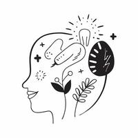 Patient with garden overlay concept as A patients profile blended with garden imagery symbolizing growth and renewal while living with a severe illness Perfect for healthcare and Dynamics vector