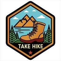 Summer Camp Patch Badge Design with Camping, Adventure, and Nature Elements vector