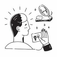 Patient with light and shadow concept as A patients profile blended with light and shadow imagery symbolizing hope and challenges while living with a severe illness Ideal for heal Dynamics vector