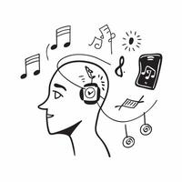 Patient with music therapy concept as A patients profile blended with music therapy imagery symbolizing healing and emotional strength while living with a severe illness Ideal for Dynamics vector