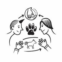 Pet owners profile with a pet silhouette concept as A pet owners profile combined with a pet silhouette symbolizing the emotional farewells and bonds with pets Ideal for pet care Dynamics vector