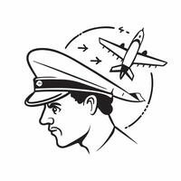 Pilot double exposure with airplane concept as A pilots profile merged with an airplane representing aviation responsibility and precision Perfect for aviation and travel industry Dynamics vector