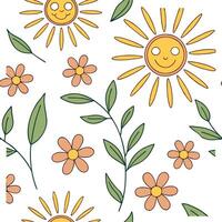 Playful spring sunshine seamless pattern with bright rays and whimsical clouds for fun energetic designs concept as Fun spring sunshine pattern with bright rays and whimsical cloud Dynamics Set 3 vector