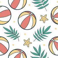 Playful summer seamless pattern with beach balls and vibrant tropical colors for a fun sunny atmosphere concept as Fun summer pattern with beach balls and vibrant tropical colors p Dynamics vector