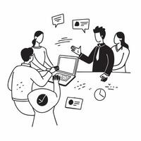 Project manager coordinating a hybrid team meeting concept as A project manager coordinating a hybrid team meeting with team members in the office and joining remotely highlighting Dynamics vector