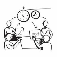 Productive team meeting concept as A productive team meeting blended with clock imagery symbolizing time management and efficiency in the workplace Ideal for corporate and motivat Dynamics vector