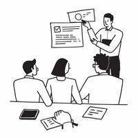 Project manager leading a hybrid project update meeting concept as A project manager leading a hybrid project update meeting with team members onsite and remote showcasing efficien Dynamics vector