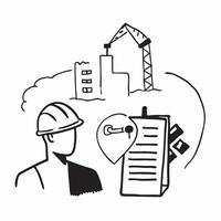Project manager with construction site concept as A project managers profile blended with a construction site symbolizing project oversight and development in the petrochemical ind Dynamics vector