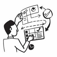 Project manager with project plan overlay concept as A project managers profile combined with a project plan overlay representing the organizational skills showcased during a compa Dynamics vector