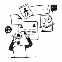 Project manager with email updates concept as A project managers profile blended with email updates symbolizing project management and communication through emails Perfect for bus Dynamics vector