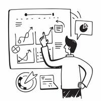 Project manager with project plan concept as A project managers profile combined with a project plan representing project performance and corporate efficiency Ideal for corporate Dynamics vector