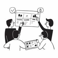 Project team presenting their findings in a business meeting concept as A icon illustration of a project team presenting their findings in a business meeting featuring a 3 color Dynamic Dynamics vector