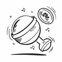 Rattle icon with copy space on a blue background concept as A icon image of a rattle icon with ample copy space on a blue background perfect for baby toys and play themed visuals Dynamic Dynamics vector