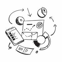 Recyclable office supplies and pie chart concept as Recyclable office supplies paired with a pie chart symbolizing the use of eco friendly materials in business analytics ideal for Dynamics vector