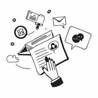 Researcher with email surveys concept as A researchers profile blended with email surveys symbolizing research and communication through emails Perfect for business and research a Dynamics vector