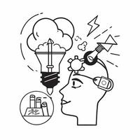 Researcher with renewable energy solutions concept as A researchers profile blended with renewable energy solutions imagery symbolizing the importance of renewable energy in combat Dynamics vector