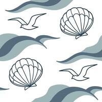 Retro summer waves seamless pattern with vintage wave designs and muted beach colors for nostalgic summer vibes concept as Vintage inspired summer wave pattern with muted beach ton Dynamics vector