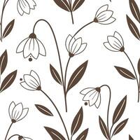Retro spring nature seamless pattern with stylized flowers and muted earthy colors for vintage inspired designs concept as Vintage inspired spring nature pattern with stylized flow Dynamics Set 2 vector