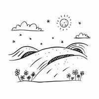 Rolling hills covered in wildflowers in summer concept as A picturesque scene of rolling hills covered in vibrant wildflowers under the summer sun providing a clean and colorful ba Dynamics vector