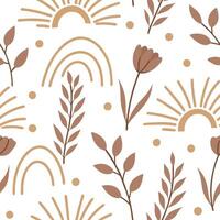 Rustic spring sunshine seamless pattern with warm sunbursts and earthy textures for organic nature inspired designs concept as Earthy spring sunshine pattern with sunbursts and rus Dynamics vector