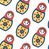 Russian Matryoshka dolls seamless tile pattern with vibrant colors and traditional designs for cultural decor concept as Vibrant Matryoshka doll designs arranged seamlessly for tra Dynamics vector
